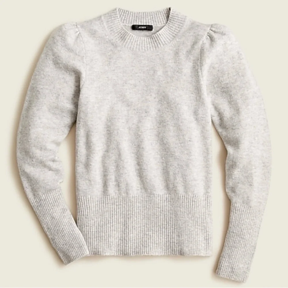J.Crew Gray Puff Sleeve Crewneck Sweater - Picture 3 of 6